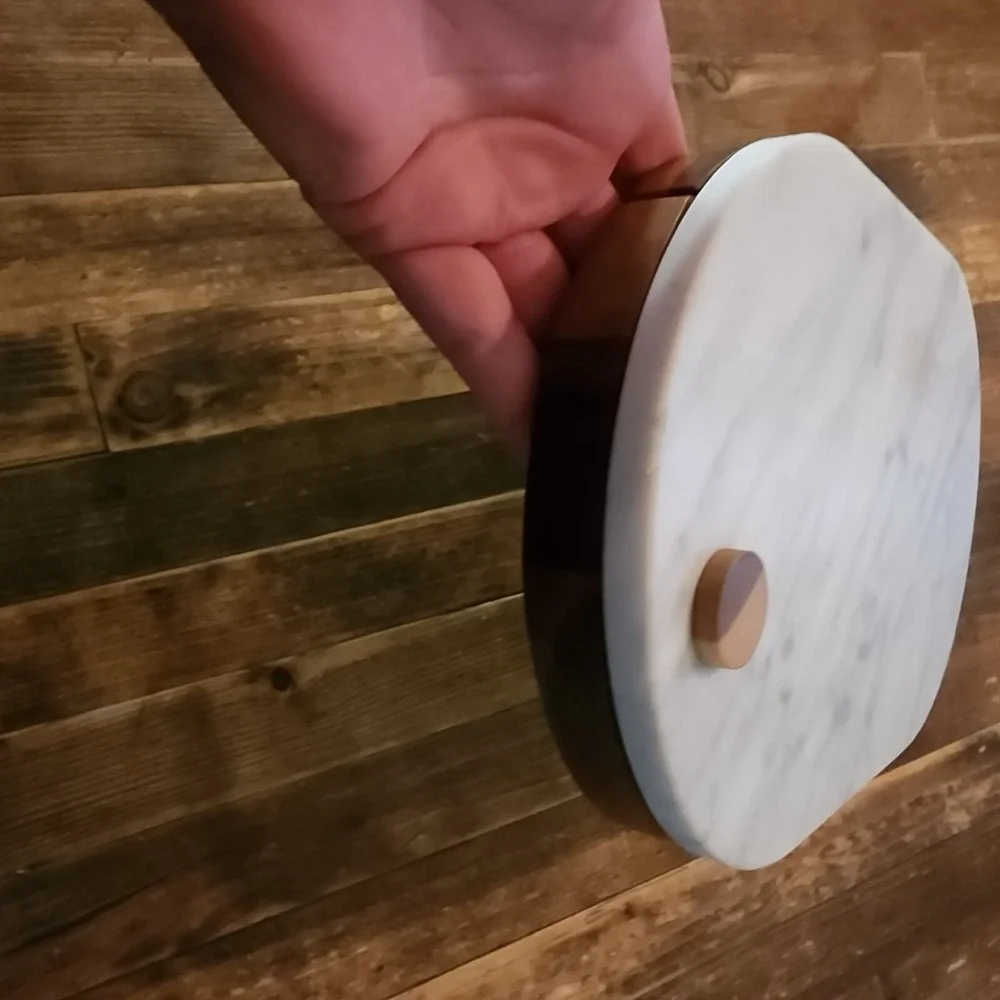 Our Table Wood Marble Cheese Cutting Charcuterie Board Knife Set